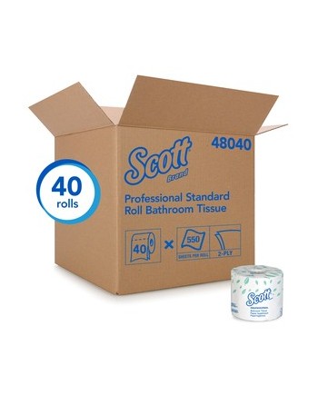 KIMBERLY-CLARK 48040 Scott® Bathroom Tissue, 2 Ply, 550 Sheets/Roll, White 40 Rolls, 2 Ply - [DefendUse.com] - 48040 - Scott®