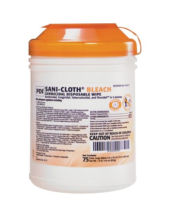 SANI-CLOTH  PDI® Germicidal Bleach Wipes No. of Wipes: 75 Length: 10-1/2" Width: 6" - [DefendUse.com] - 14406 - Germiphene Wipes