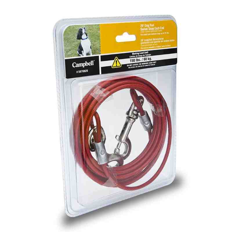 CAMPBELL  Pet Tie-Out Cable Size: 1/8" Length: 20' Capacity: 150 lbs. (0.075 tons) Weight: 1.2 lbs. - 1