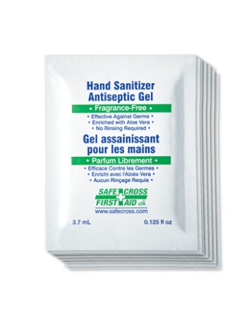 Safecross 06162 Hand Sanitizer Gel, 67.5% Alcohol, 3.7mL, Single Use Foil Sachets, 100/Box - [DefendUse.com] - 06162 - SAFECROSS