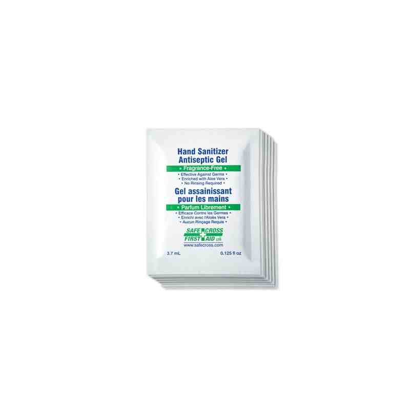 Safecross 06162 Hand Sanitizer Gel, 67.5% Alcohol, 3.7mL, Single Use Foil Sachets, 100/Box - [DefendUse.com] - 06162 - SAFECROSS