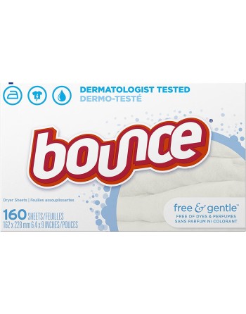 Bounce 37000-78061 Sheet Fabric Softener Free & Gentle Unscented for Sensitive Skin, Case of 6/120ct - [DefendUse.com] - 37000-7