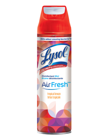 Lysol® AirFresh Disinfectant Mist Aerosol Spray, Tropical Breeze Scent, 425 g, 12/425g[CB986891] - [DefendUse.com] - 59631-98689