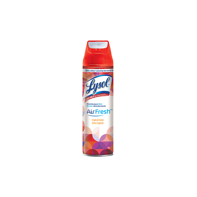 Lysol® AirFresh Disinfectant Mist Aerosol Spray, Tropical Breeze Scent, 425 g, 12/425g[CB986891] - [DefendUse.com] - 59631-98689