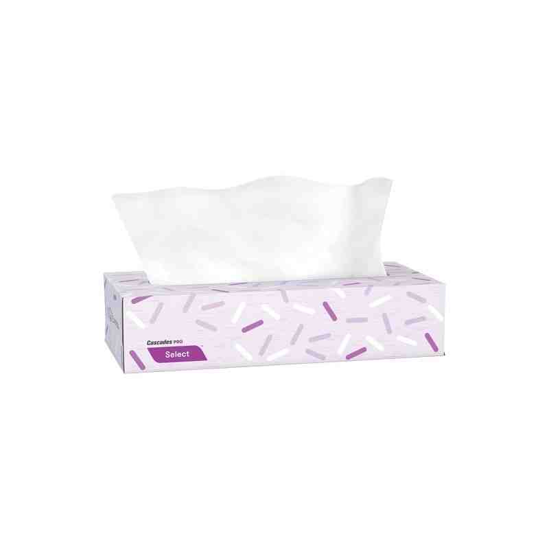 CASCADES  Pro Select™ Facial Tissue, 2 Ply, 7.3" L x 8.1" W, 100 Sheets/Box Colour: White Boxes/Case: 30 - [DefendUse.com] - F95