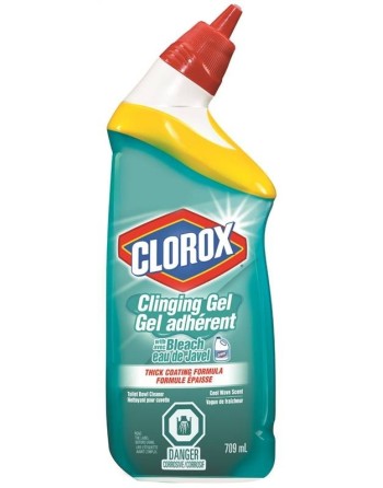 CLOROX Disinfecting Toilet Bowl Cleaner Gel with Bleach Container Size: 709 ml,  Case of 12x709ml - [DefendUse.com] - 01338 - Cl