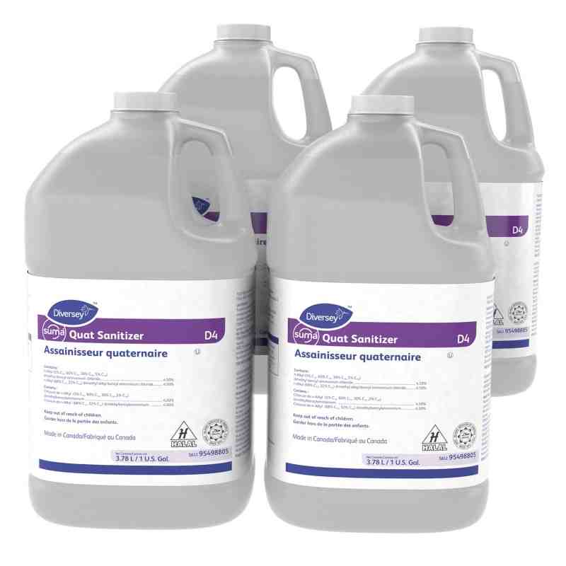 Diversey 95498805 Suma® Quat Sanitizer D4, 3.78 L, Case of 4 - [DefendUse.com] - 95498805 - Diversey Holdings Cleaners