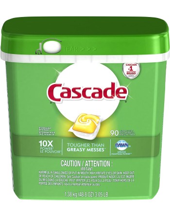 Cascade® 37000-98120 2 In 1 Action Pacs, Dishwashing Detergent, Lemon, Case of 3, 90ct - [DefendUse.com] - 37000-98120 - Dishwas