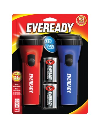 Eveready® General Purpose Flashlight Kit, LED, 25 Lumens, D Batteries Each