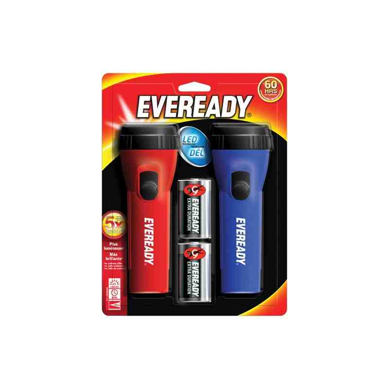 Eveready® General Purpose Flashlight Kit, LED, 25 Lumens, D Batteries Each