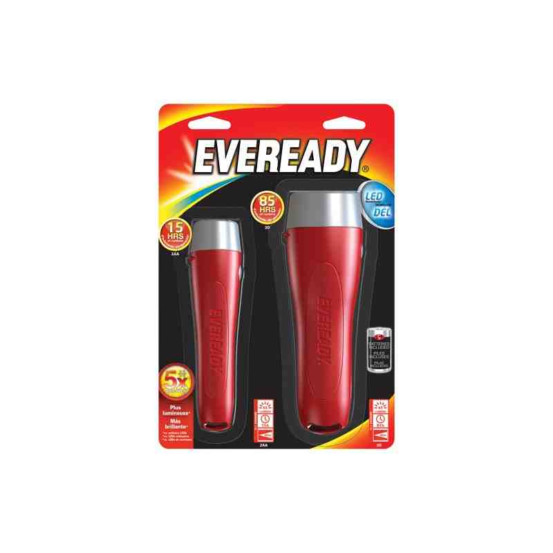 Eveready® All-Purpose Flashlight Combo, LED, 65 Lumens, AA Batteries Each