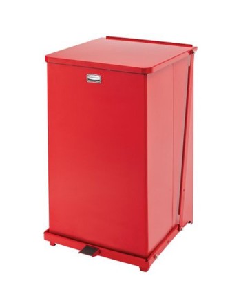 RUBBERMAID FGST40EPLRD  Defenders Square Step Can with Liner, Capacity: 25 US gal., Colour: Red - [DefendUse.com] - FGST40EPLRD 