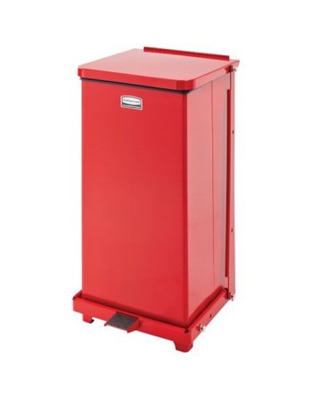 Rubbermaid FGST12EPLRD The Defenders 12 Gallon Steel Red Square Medical Step Can with 6.5 Rigid Plastic Liner - [DefendUse.com] 