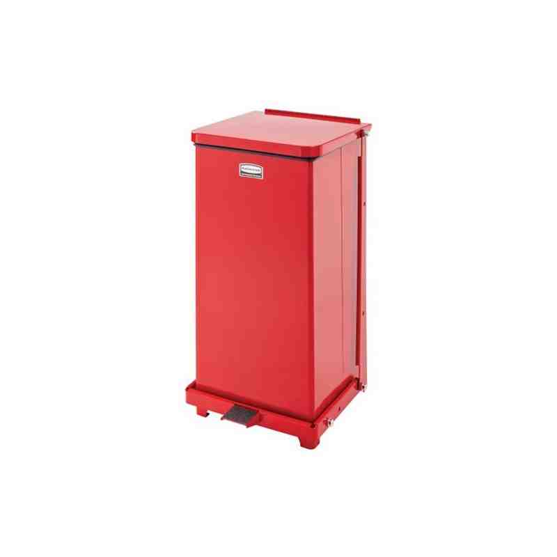 Rubbermaid FGST12EPLRD The Defenders 12 Gallon Steel Red Square Medical Step Can with 6.5 Rigid Plastic Liner - [DefendUse.com] 