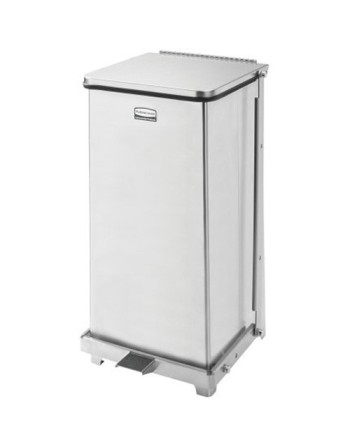 Rubbermaid FGST12SSPL The Defenders 12 Gallon Stainless Steel Square Medical Step Can with 6.5 Gallon Rigid Plastic Liner - [Def