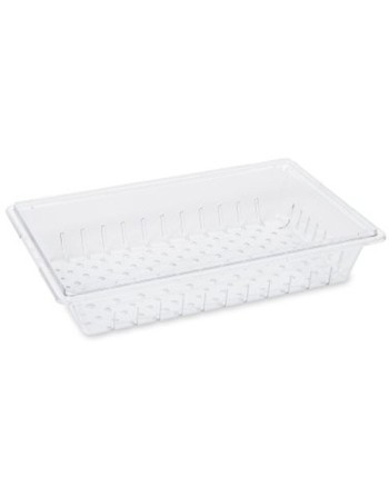 Rubbermaid FG330300CLR 26" x 18" x 5" Clear Colander / Drain Tray - [DefendUse.com] - FG330300CLR - Commercial & Home Cleaning S