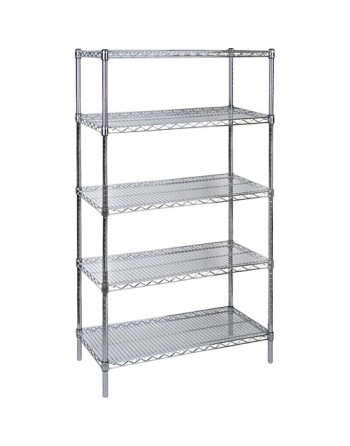 Heavy-Duty Chromate Wire Shelving, 5 Tiers, 60" W x 86" H x 24" D - [Cleaning Supplies Canada Discounts] -  - [DefendUse.com]