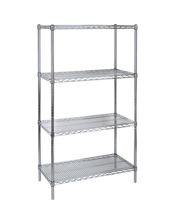 Heavy-Duty Chromate Wire Shelving, 4 Tiers, 36" W x 63" H x 14" D - [Cleaning Supplies Canada Discounts] -  - [DefendUse.com]