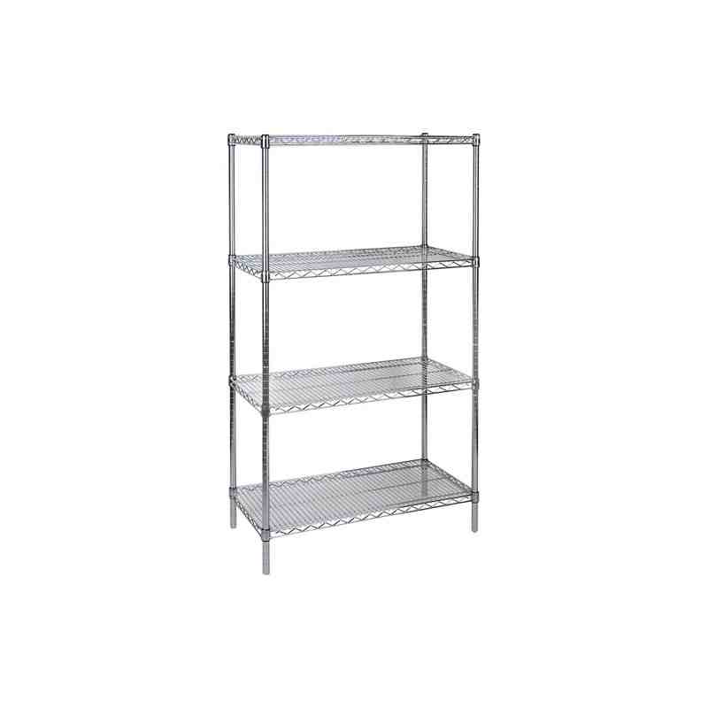 Heavy-Duty Chromate Wire Shelving, 4 Tiers, 36" W x 63" H x 14" D - [Cleaning Supplies Canada Discounts] -  - [DefendUse.com]