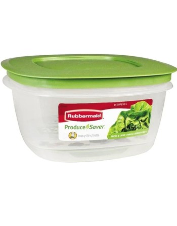 Rubbermaid Housewares, Produce Saver Square 14c/3.3L - Clear/Green, Case of 4 - [Cleaning Supplies Canada Discounts] - 1776416 -