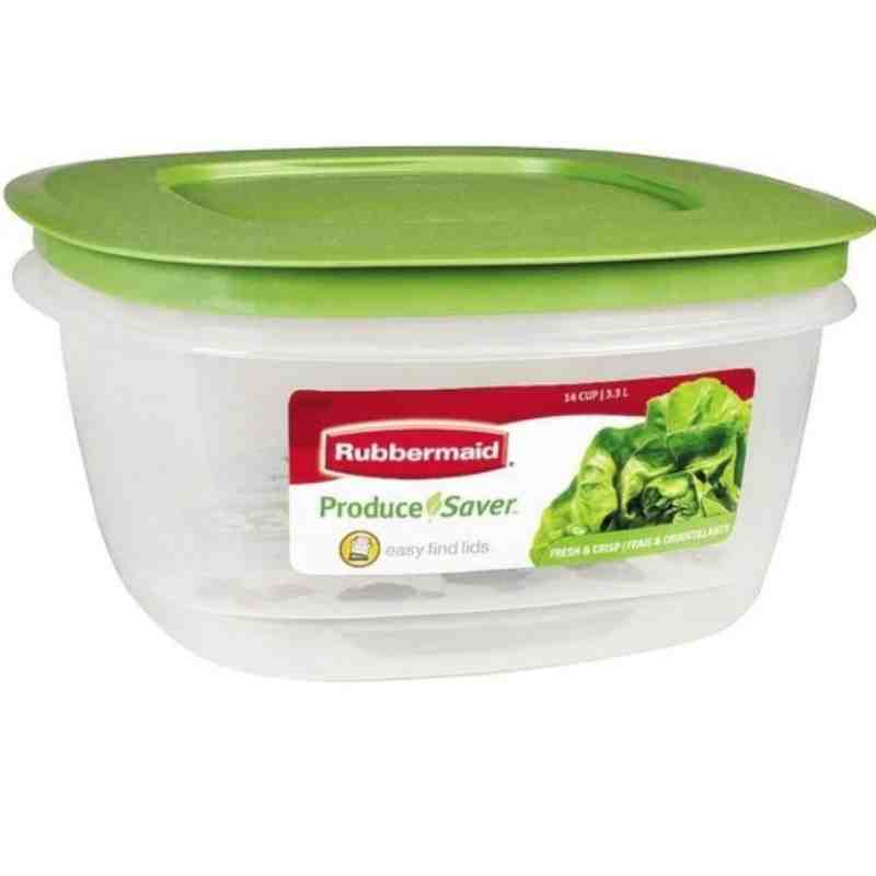 Rubbermaid Housewares, Produce Saver Square 14c/3.3L - Clear/Green, Case of 4 - [Cleaning Supplies Canada Discounts] - 1776416 -