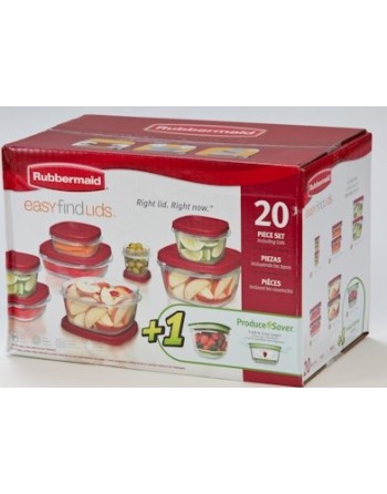 Rubbermaid Housewares, Easy Find Lids w/1 Produce Saver Set 20/pcs, Case of 2 - [Cleaning Supplies Canada Discounts] - 1777175 -