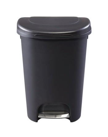 Rubbermaid Housewares, 49.1L Step-On Wastebasket w/Liner Lock - Metal Accent Black, Case of 2 - [Cleaning Supplies Canada Discou