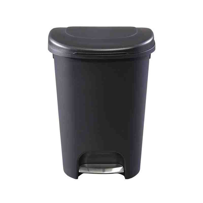 Rubbermaid Housewares, 49.1L Step-On Wastebasket w/Liner Lock - Metal Accent Black, Case of 2 - [Cleaning Supplies Canada Discou