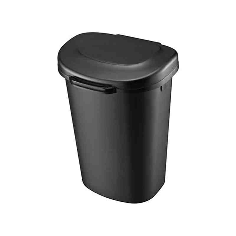 Rubbermaid Housewares, Touch Top Wastebasket w/Liner Lock 49.1L - Black, Case of 2 - [Cleaning Supplies Canada Discounts] - 1906