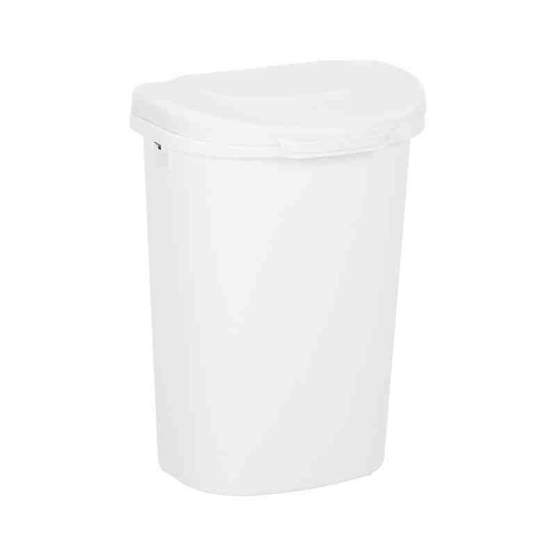 Rubbermaid Housewares, Touch Top Wastebasket w/Liner Lock 49.1L - White, Case of 2 - [Cleaning Supplies Canada Discounts] - 1906