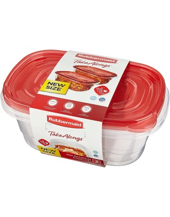 Rubbermaid Housewares, Take Alongs Rectangle 3pk - Chili Red, Case of 8 - [Cleaning Supplies Canada Discounts] - 7F55-CA-TCHIL -