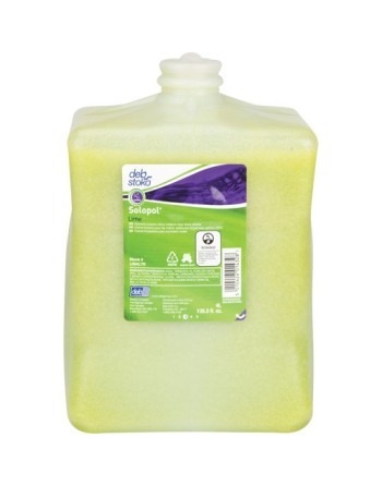 DEB LIM4LTR Solopol Medium Heavy-Duty Hand Cleaner, Pumice, 4 L, Plastic Cartridge, Lime, Qty/Box: 4 - [DefendUse.com] - LIM4LTR