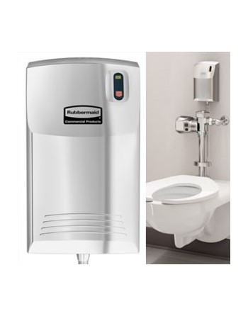 Rubbermaid Commercial FG500409 AutoClean Wall-mounted Toilet Cleaner Dispenser, LED, Chrome, Kit with 3/4-inch Connector - [Defe