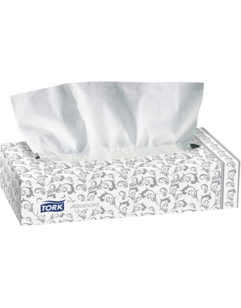 TORK  Facial Tissues, 2 Ply, 7.9" L x 8.2" W, 100 Sheets/Box Boxes/Case: 30 - 1