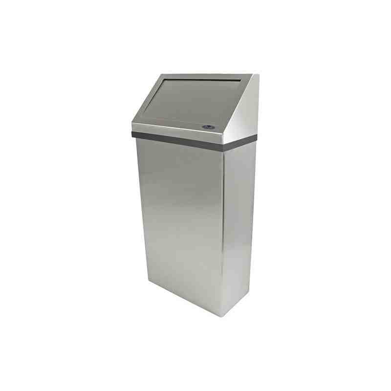 FROST 303-3-NL Wall Mounted Waste Receptacle, Stainless Steel, 13.2 US gal., Body Construction: 22 Gauge Stainless Steel - [Defe