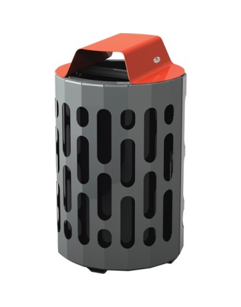 FROST 2020  Stingray Waste Receptacles, Metal, 42 US gal., Colour: Grey with Red Top - [DefendUse.com] - 2020-RED - Frost Commer