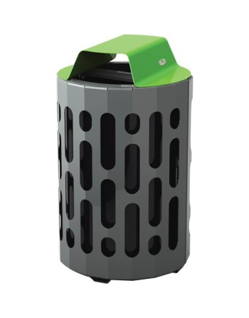 FROST 2020  Stingray Waste Receptacles, Metal, 42 US gal., Colour: Grey with Green Top - [DefendUse.com] - 2020-GREEN - Frost Co