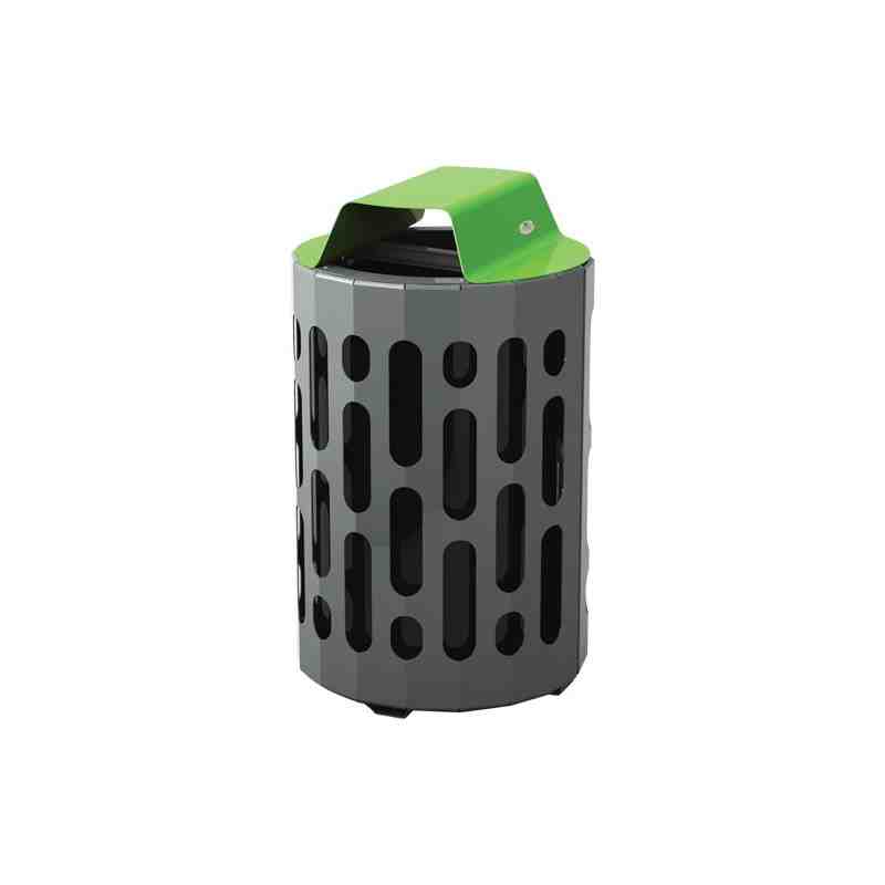 FROST 2020  Stingray Waste Receptacles, Metal, 42 US gal., Colour: Grey with Green Top - [DefendUse.com] - 2020-GREEN - Frost Co