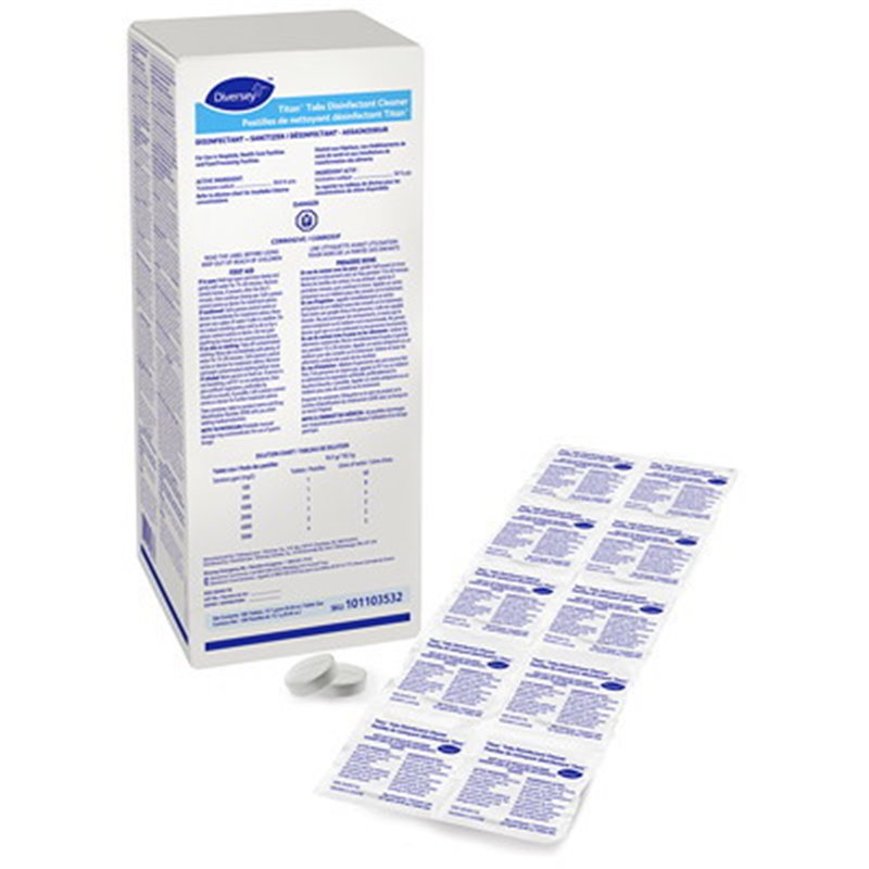 DIVERSEY 101103532 Titan Sporicidal Disinfectant Cleaner Tabs, 100/Box, 5 Boxes/Case - [DefendUse.com] - 101103532 - Diversey Ho