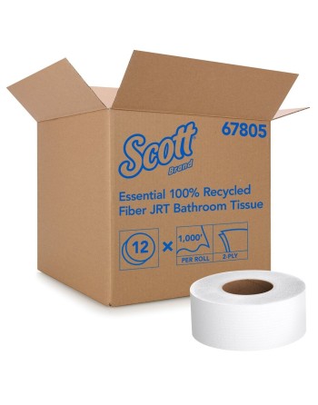 KIMBERLY-CLARK  Scott® JRT Jr. Toilet Paper, Jumbo Roll, 1 Ply, 1000' Length, White, Case of 12 - [DefendUse.com] - 67805 - Scot