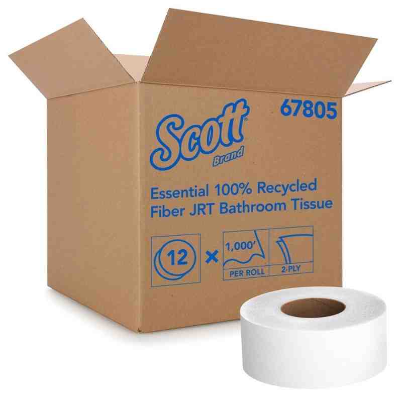 KIMBERLY-CLARK  Scott® JRT Jr. Toilet Paper, Jumbo Roll, 1 Ply, 1000' Length, White, Case of 12 - [DefendUse.com] - 67805 - Scot