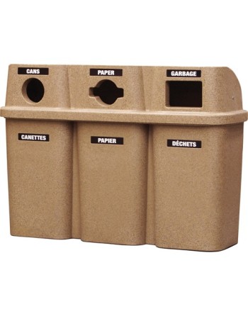 Recycling Containers Bullseye™, Curbside, Plastic, 3 x 114L/90 US Gal. - [Cleaning Supplies Canada Discounts] - 575-SANDSTONE - 