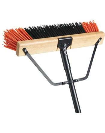 Ryno Push Broom with Braced Handle, 24", X-Coarse, PVC Bristles - [Cleaning Supplies Canada Discounts] - PB-720-OR24 - [DefendUs