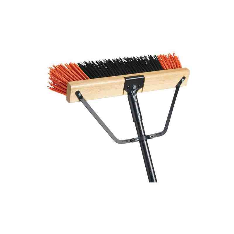 Ryno Push Broom with Braced Handle, 24", X-Coarse, PVC Bristles - [Cleaning Supplies Canada Discounts] - PB-720-OR24 - [DefendUs