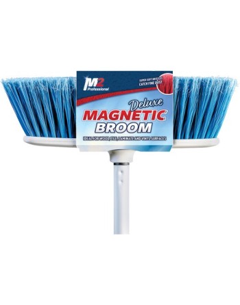 M2 Pluto BM4300BL Flat Magnetic Indoor Broom with Handle, 48" Long - [DefendUse.com] - BM-4300-BL - Cleaning Brooms