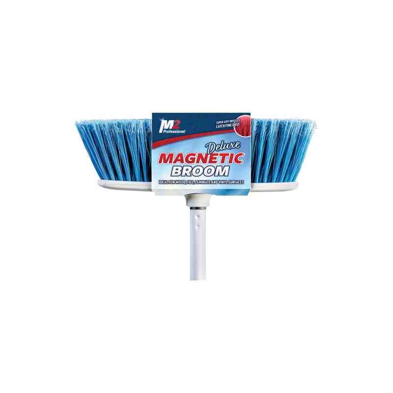 M2 Pluto BM4300BL Flat Magnetic Indoor Broom with Handle, 48" Long - [DefendUse.com] - BM-4300-BL - Cleaning Brooms