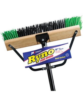 Ryno Push Broom with Braced Handle, 18", Stiff, PVC Bristles - [Cleaning Supplies Canada Discounts] - PB-700-GB18 - [DefendUse.c