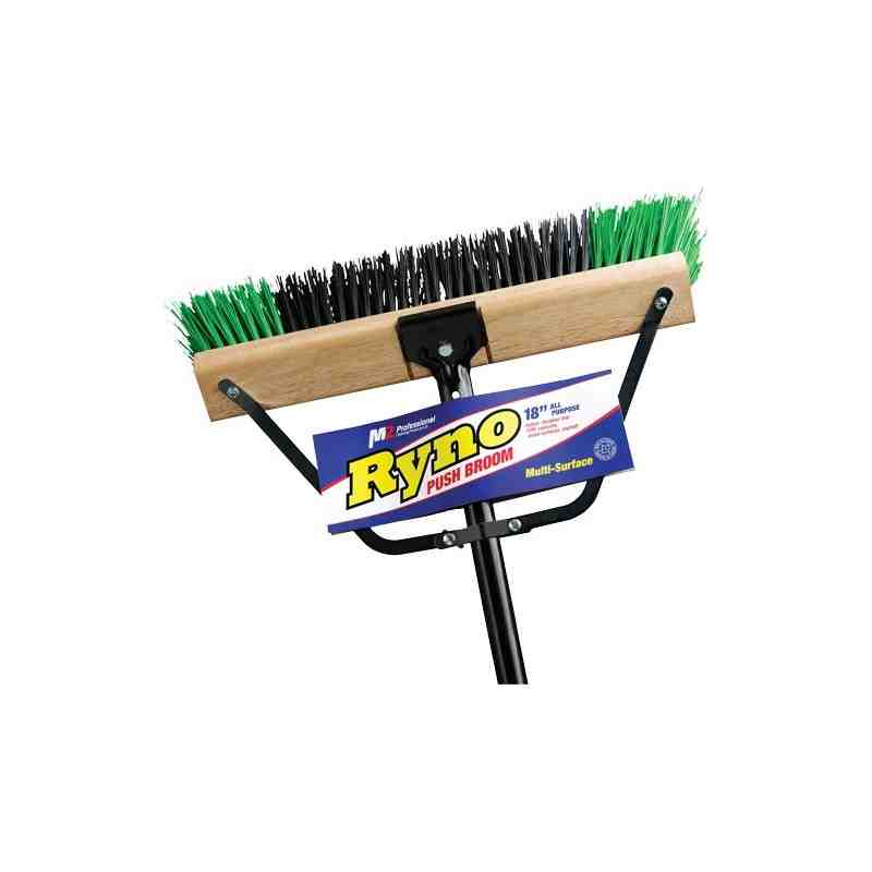 Ryno Push Broom with Braced Handle, 18", Stiff, PVC Bristles - [Cleaning Supplies Canada Discounts] - PB-700-GB18 - [DefendUse.c