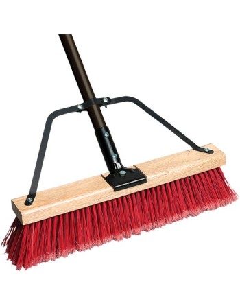 Ryno Push Broom with Braced Handle, 18", Medium, PVC Bristles - [Cleaning Supplies Canada Discounts] - PB-800-RB18 - [DefendUse.