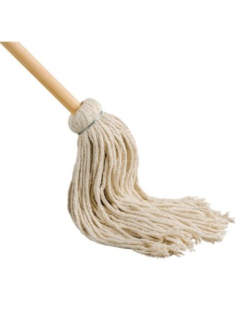 Yacht Mop with Handle, Cotton, 8 oz., Cut Style,Type: General Use,Handle Length: 54",Handle Material: Wood - [Cleaning Supplies 